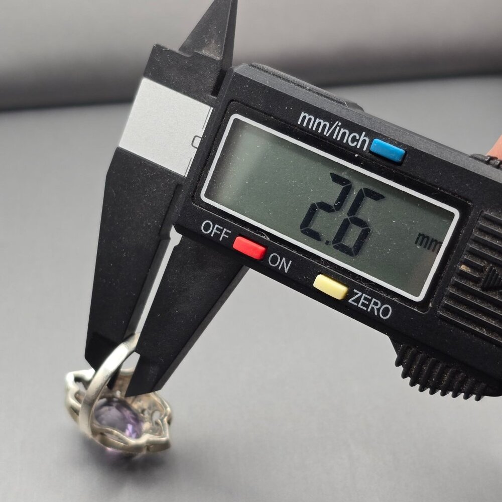 VTG Sterling Silver Amethyst Marcasite Cocktail Ring Size 6.5 Signed TH Art Deco - Picture 9 of 13